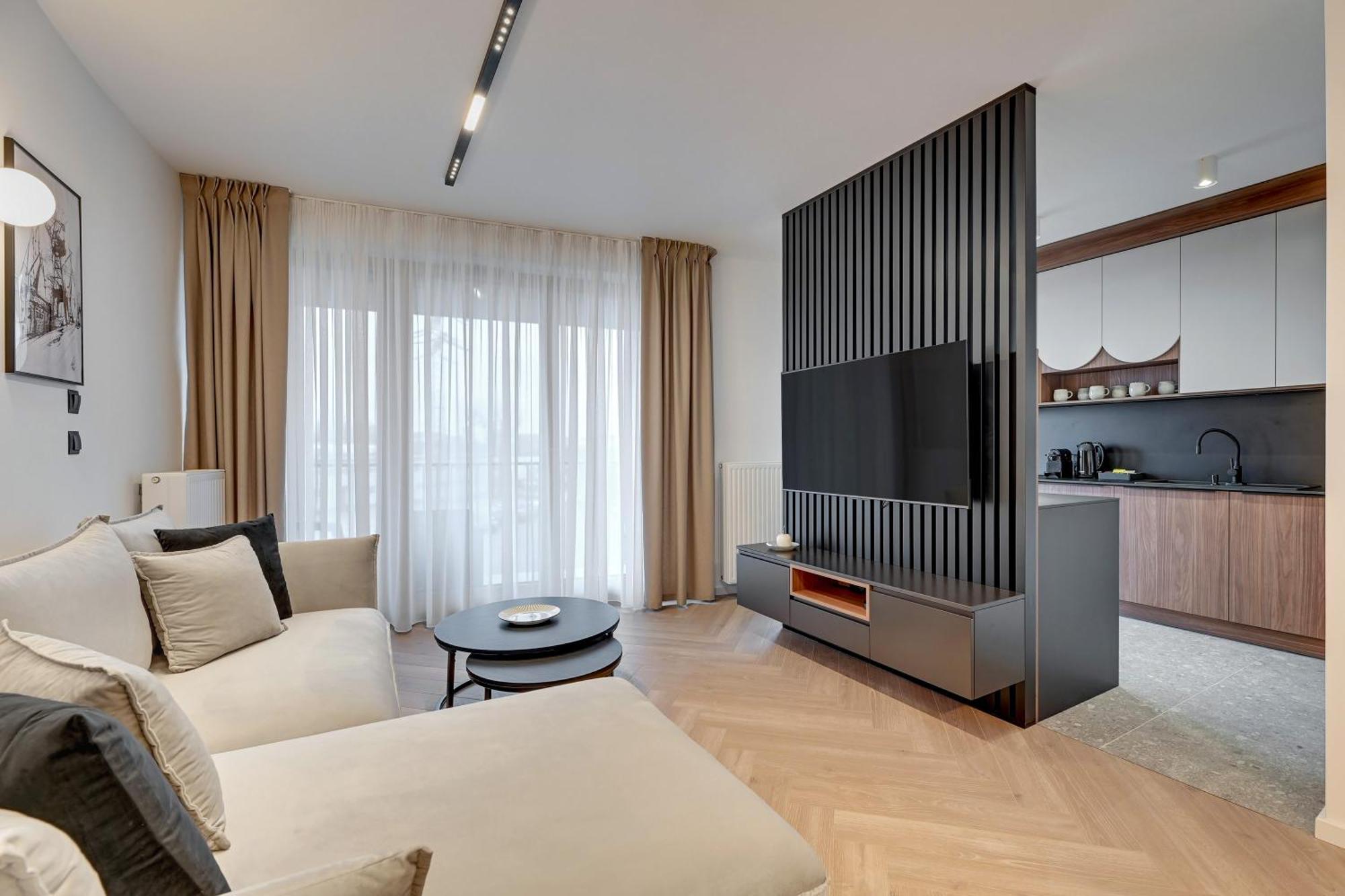 Nadmotlawie Riverside - Gym & Free Parking By Downtown Apartments 그단스크 객실 사진